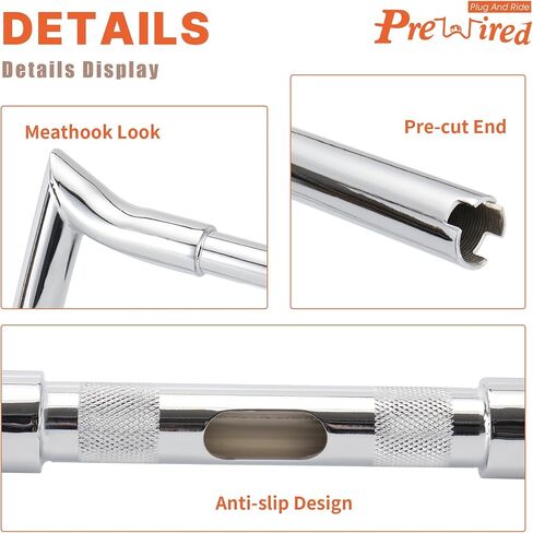 مقود 1-1/4 بوصة سمين 10 بوصة من الكروم Rise Aggressive Ape متوافق مع 1996-2013 Harley Road Glide 1995-up Road King Sportster XL Dyna Softail in Kuwait