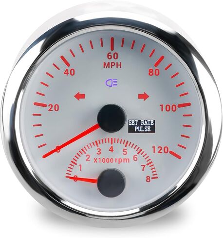 WATERWICH GPS Speedometer 0-120MPH + 8000 RPM Tachometer for All Vehicle Ship Boat Yacht in Kuwait
