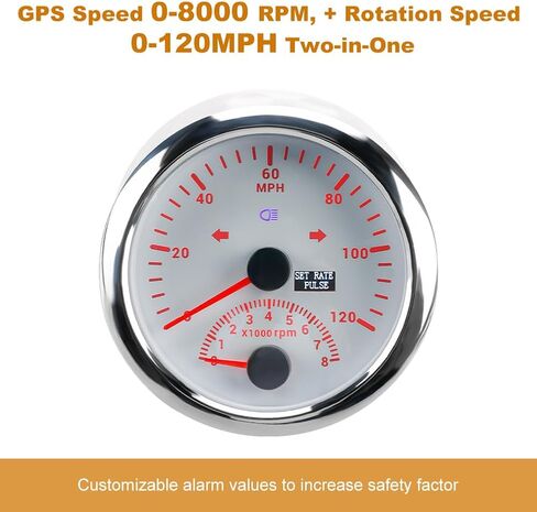 WATERWICH GPS Speedometer 0-120MPH + 8000 RPM Tachometer for All Vehicle Ship Boat Yacht in Kuwait