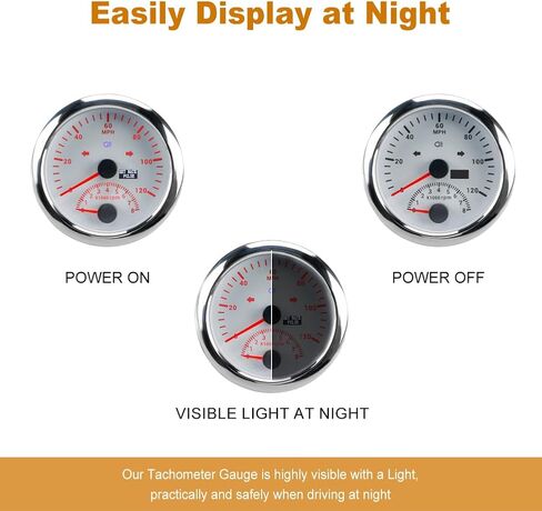 WATERWICH GPS Speedometer 0-120MPH + 8000 RPM Tachometer for All Vehicle Ship Boat Yacht in Kuwait