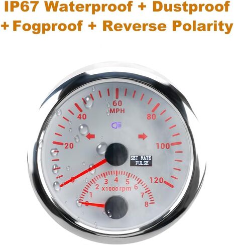 WATERWICH GPS Speedometer 0-120MPH + 8000 RPM Tachometer for All Vehicle Ship Boat Yacht in Kuwait