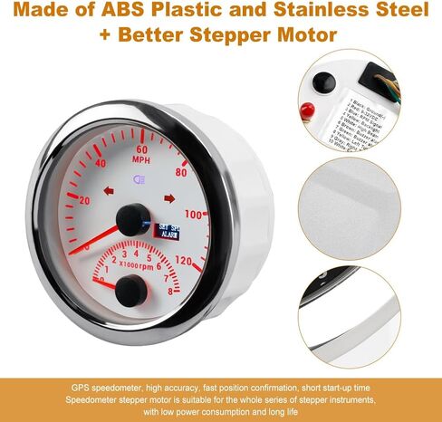 WATERWICH GPS Speedometer 0-120MPH + 8000 RPM Tachometer for All Vehicle Ship Boat Yacht in Kuwait
