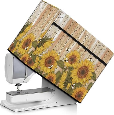 Cover for Sewing Machine Pattern Large Sewing Machine Dust Cover Wood Grain Sunflower Compatible with Most Standard Sewing Machines Decor Cover Accessories in Kuwait