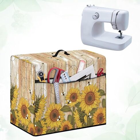 Cover for Sewing Machine Pattern Large Sewing Machine Dust Cover Wood Grain Sunflower Compatible with Most Standard Sewing Machines Decor Cover Accessories in Kuwait