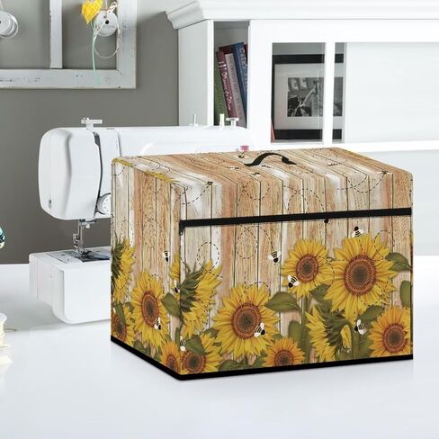 Cover for Sewing Machine Pattern Large Sewing Machine Dust Cover Wood Grain Sunflower Compatible with Most Standard Sewing Machines Decor Cover Accessories in Kuwait