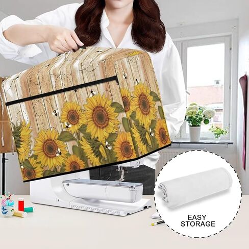 Cover for Sewing Machine Pattern Large Sewing Machine Dust Cover Wood Grain Sunflower Compatible with Most Standard Sewing Machines Decor Cover Accessories in Kuwait
