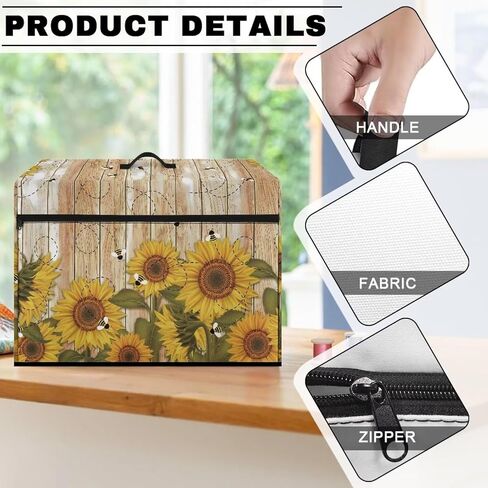 Cover for Sewing Machine Pattern Large Sewing Machine Dust Cover Wood Grain Sunflower Compatible with Most Standard Sewing Machines Decor Cover Accessories in Kuwait