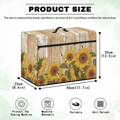 Cover for Sewing Machine Pattern Large Sewing Machine Dust Cover Wood Grain Sunflower Compatible with Most Standard Sewing Machines Decor Cover Accessories in Kuwait