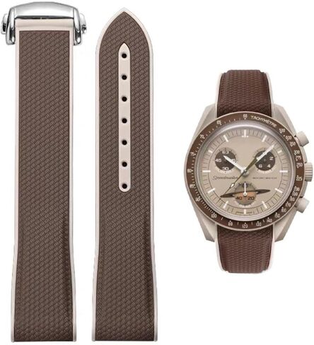 Bands for Moonswatch Watch,Curved End Rubber Watch Strap Deployment Buckle Compatible with Omega X Swatch Moonswatch Speedmaster Watch Replacement Band for Men Women in Saudi Arabia