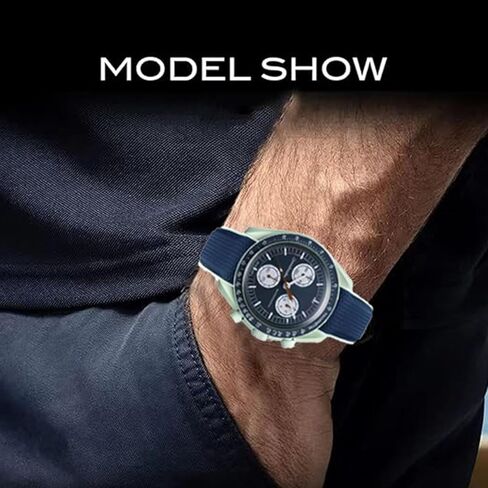Bands for Moonswatch Watch,Curved End Rubber Watch Strap Deployment Buckle Compatible with Omega X Swatch Moonswatch Speedmaster Watch Replacement Band for Men Women in Saudi Arabia
