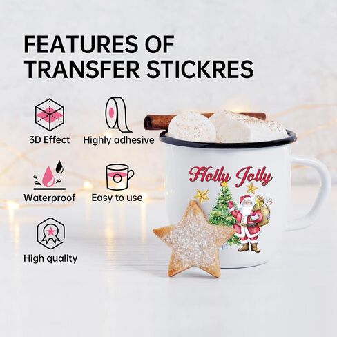 Christmas UV DTF Cup Wraps - 20 Sheets Winter Uvdtf Tumbler Wrap for 16 oz Glass Mugs Cups, Joy to The World Elk Snowflake Transfer Stickers for DIY Water Bottle Laptop Decorative Decal in Saudi Arabia