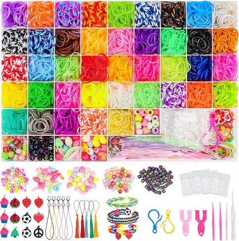 UUEMB 6000+ Rubber Band Bracelet Kit, Colorful Loom Bracelet Making Kit with Storage Box, DIY Art Craft Kit with Charms Beads for Beginners Kids Girls Boys Birthday Parties Christmas Gift in Saudi Arabia
