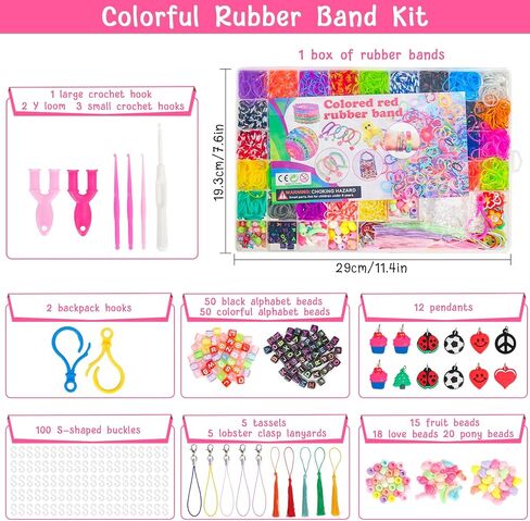 UUEMB 6000+ Rubber Band Bracelet Kit, Colorful Loom Bracelet Making Kit with Storage Box, DIY Art Craft Kit with Charms Beads for Beginners Kids Girls Boys Birthday Parties Christmas Gift in Saudi Arabia