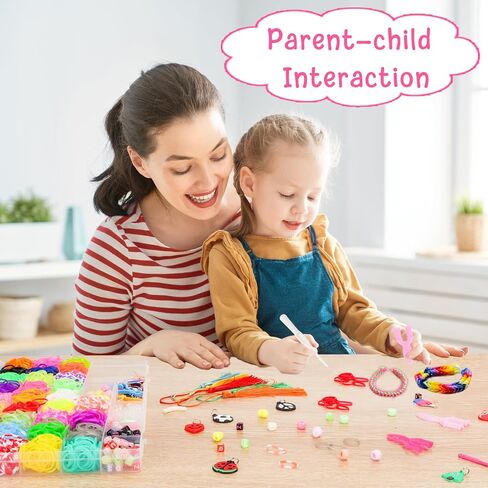 UUEMB 6000+ Rubber Band Bracelet Kit, Colorful Loom Bracelet Making Kit with Storage Box, DIY Art Craft Kit with Charms Beads for Beginners Kids Girls Boys Birthday Parties Christmas Gift in Saudi Arabia