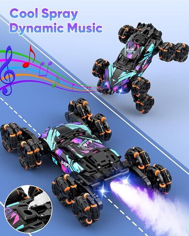 Minetom Gesture Sensing Stunt RC Cars, 8WD Remote Control Climbing Car Toys for Age 6-8, Transform Drift Off Road Vehicle Toy for Kids 9 10 11 12 Years Old Christmas Birthday Gifts for Boys & Girls in Saudi Arabia