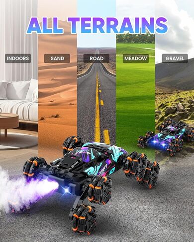 Minetom Gesture Sensing Stunt RC Cars, 8WD Remote Control Climbing Car Toys for Age 6-8, Transform Drift Off Road Vehicle Toy for Kids 9 10 11 12 Years Old Christmas Birthday Gifts for Boys & Girls in Saudi Arabia