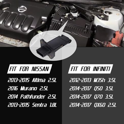 Mass Air Flow Sensor MAF Sensor Fit for Nissan Altima 2.5L Murano 2.5L Pathfinder 2.5L Sentra 1.8L & Infiniti M35h 3.5L Q50 3.5L Q703.5L QX60 2.5L OE#22680-1MG0A in Kuwait