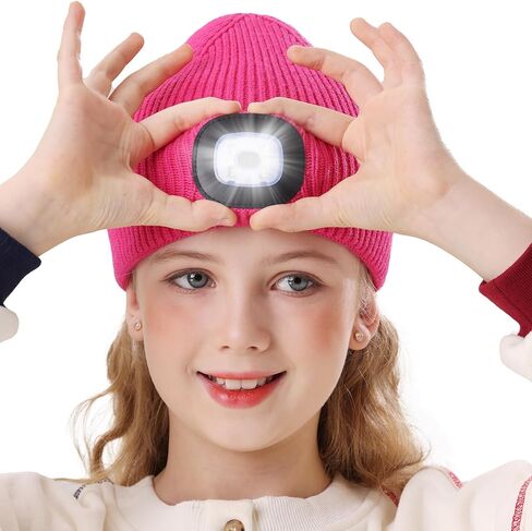 MELASA LED Beanie for Kids, USB Rechargeable Hand Free Hat with Light Winter Night Gifts for Kids Boys Girls in Dark Outdoor in Saudi Arabia