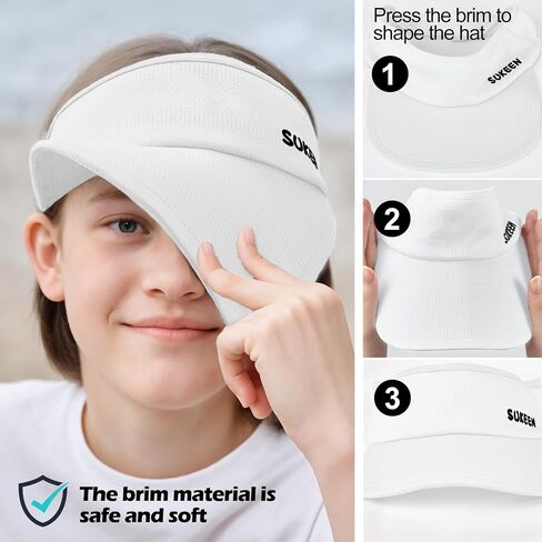 Sukeen 3 Packs Kids Sun Visor Hats for Girls Boys,Lightweight Sports Hat UPF50+ Sun Hat Cooling Headwear Visor for Outdoors in Saudi Arabia