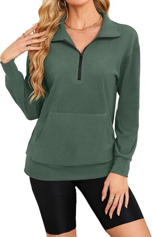 MISFAY Womens Half Zip Oversized Sweatshirts 2024 Casual Long Sleeve Hoodies Quarter Zip Up Pullover Fall Outfits with Pocket in Kuwait