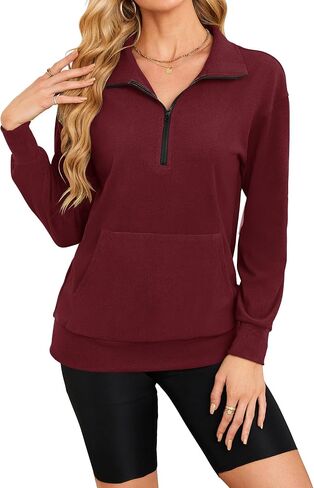 MISFAY Womens Half Zip Oversized Sweatshirts 2024 Casual Long Sleeve Hoodies Quarter Zip Up Pullover Fall Outfits with Pocket in Kuwait