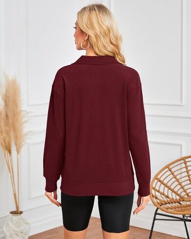 MISFAY Womens Half Zip Oversized Sweatshirts 2024 Casual Long Sleeve Hoodies Quarter Zip Up Pullover Fall Outfits with Pocket in Kuwait