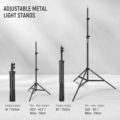 NEEWER 600W Photography Lighting Kit, Incandescent Equivalent Studio Kit with (2)White Umbrella, (2)Black Umbrella, (3)24W LED Bulb, (3)Light Stand, (2)Bag, (5)Cable Tie, (3)E26 Socket Base, NK500 in Saudi Arabia