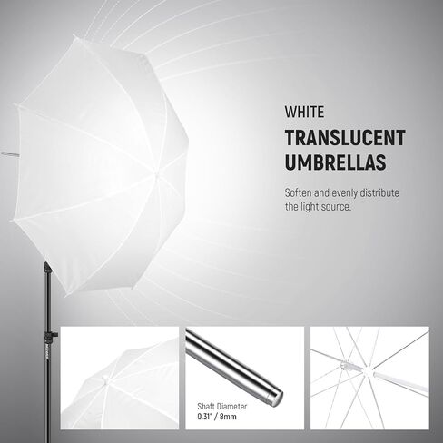 NEEWER 600W Photography Lighting Kit, Incandescent Equivalent Studio Kit with (2)White Umbrella, (2)Black Umbrella, (3)24W LED Bulb, (3)Light Stand, (2)Bag, (5)Cable Tie, (3)E26 Socket Base, NK500 in Saudi Arabia