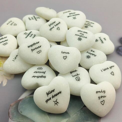 24PCS Inspirational Heart Stones with Different Sentiment Words, Encouragement Stones for Healing Meditation,Heart Stone Gifts for Friends,Families,Home Decor in Saudi Arabia