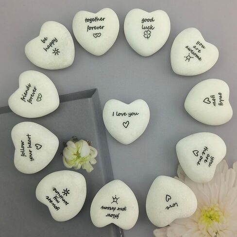 24PCS Inspirational Heart Stones with Different Sentiment Words, Encouragement Stones for Healing Meditation,Heart Stone Gifts for Friends,Families,Home Decor in Saudi Arabia