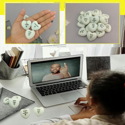24PCS Inspirational Heart Stones with Different Sentiment Words, Encouragement Stones for Healing Meditation,Heart Stone Gifts for Friends,Families,Home Decor in Saudi Arabia