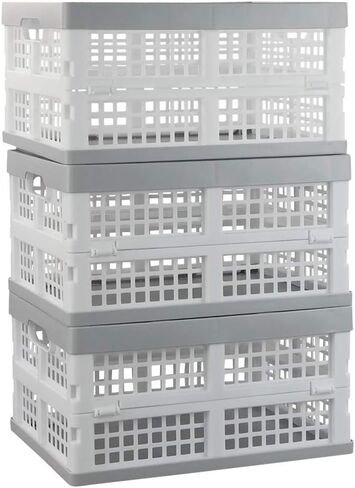 Kiddream 15 Liter Collapsible Storage Crates, Small Plastic Folding Crates Set of 3 in Saudi Arabia