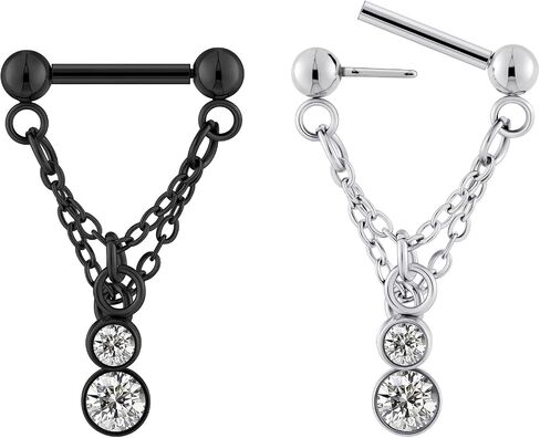 Stuppendux 2PC 16G 1.2MM Black Silver Mixed Chain Septum Clicker Ring Nose Ring Hoop Sleeper Earring Helix Rook Cartilage Daith Tragus Earrings Nose Piercing Jewelry for Women Men Length 8MM in Saudi Arabia