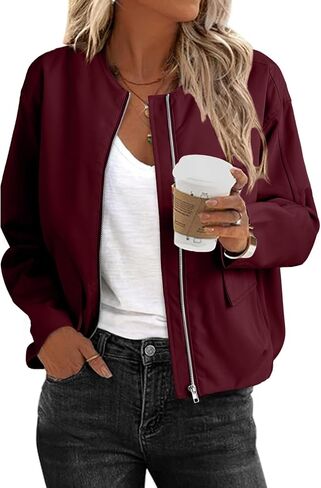 EVALESS Casual Jackets for Women Zip Up Cropped Bomber Jackets Windbreaker Fall Outfits for Women Dressy Causal in Saudi Arabia