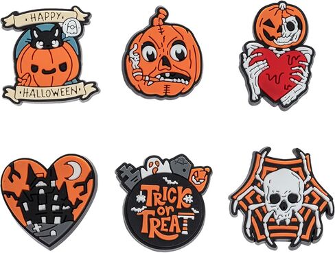 25,30,50,100 Pcs Random Halloween Shoe Charms for Croc Clog Sandals Bracelets Accessories Decoration, Horror Pumpkin Skull Shoe Charms for Kids Teens Adults Hallwoeen Party Favor Gift in Saudi Arabia