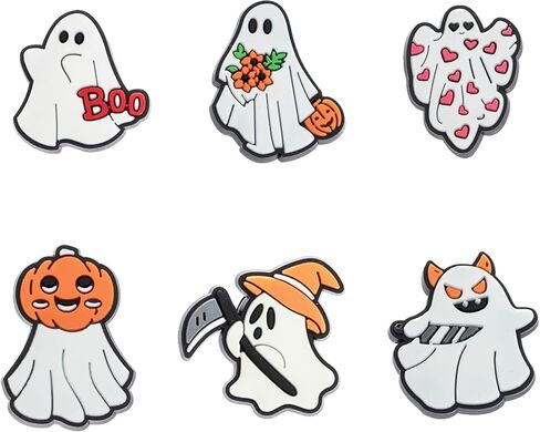 25,30,50,100 Pcs Random Halloween Shoe Charms for Croc Clog Sandals Bracelets Accessories Decoration, Horror Pumpkin Skull Shoe Charms for Kids Teens Adults Hallwoeen Party Favor Gift in Saudi Arabia