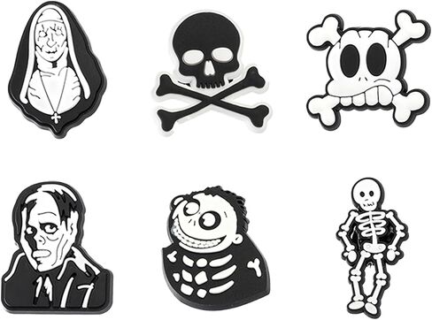 25,30,50,100 Pcs Random Halloween Shoe Charms for Croc Clog Sandals Bracelets Accessories Decoration, Horror Pumpkin Skull Shoe Charms for Kids Teens Adults Hallwoeen Party Favor Gift in Saudi Arabia