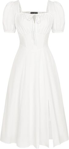 Scarlet Darkness Renaissance Dress for Women Milkmaid Corset Dresses with Slit in Saudi Arabia