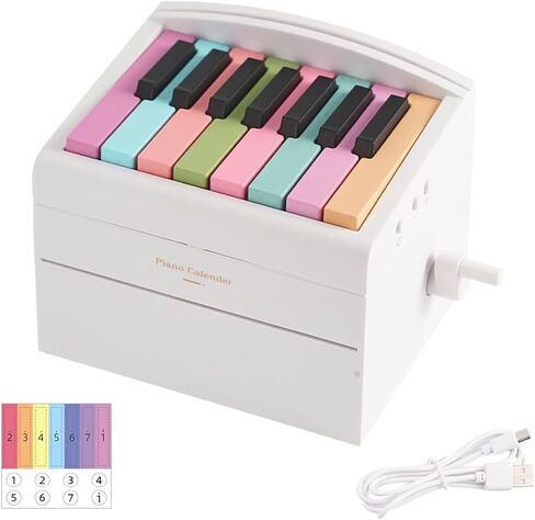 Playable Piano Desk Calendar 2025,Piano Calendar,White Mini Piano Calendar,With 52 Music Scores in 27 Cards,Great Gift for Family and Friends (White 2025) in Kuwait