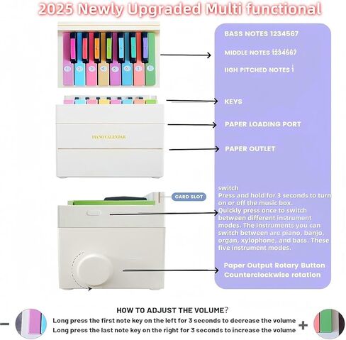 Playable Piano Desk Calendar 2025,Piano Calendar,White Mini Piano Calendar,With 52 Music Scores in 27 Cards,Great Gift for Family and Friends (White 2025) in Kuwait