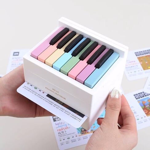 Playable Piano Desk Calendar 2025,Piano Calendar,White Mini Piano Calendar,With 52 Music Scores in 27 Cards,Great Gift for Family and Friends (White 2025) in Kuwait