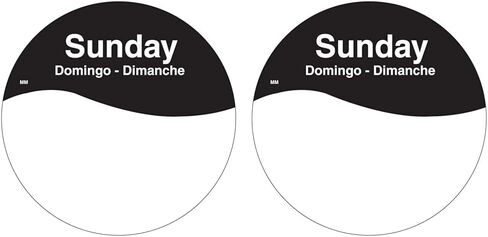 DayMark Safety Systems MoveMark IT110108 Day of The Week Trilingual Removable Label, Sunday, 3" Circle, Black (Roll of 500) in Saudi Arabia