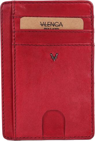 Genuine Leather RFID-Blocking Card Holder: Sleek Design for Style, Functionality & Ultimate Security (Red) in Kuwait