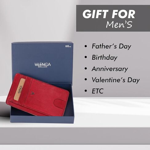 Genuine Leather RFID-Blocking Card Holder: Sleek Design for Style, Functionality & Ultimate Security (Red) in Kuwait