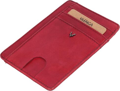 Genuine Leather RFID-Blocking Card Holder: Sleek Design for Style, Functionality & Ultimate Security (Red) in Kuwait