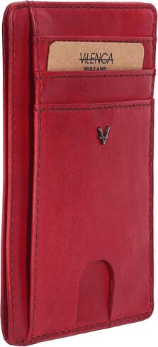 Genuine Leather RFID-Blocking Card Holder: Sleek Design for Style, Functionality & Ultimate Security (Red) in Kuwait