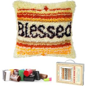 RadiantDecor Latch Hook Kits for Adults- DIY Latch Hook Pillow Kits for Adults Beginners Pillow Cover with Color Pattern Printed Sunflower (43X43CM/16.93X16.93IN)
