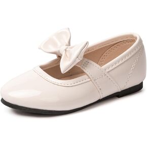 LM Toddler/Little Girls Mary Jane Dress Shoes Bow Ballet Flats for Wedding, Party, School