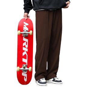 Zando Men's Corduroy Pants Jogger Baggy Cargo Pants Vintage Wide Leg Pants Casual Pants with Pockets Y2K Streetwear Pant