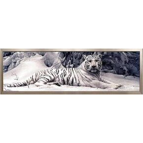 GELANYOUPIN DIY 5D Large Resin Beads Painting by Numbers Kits Crystal Rhinestone Embroidery Paintings Pictures Arts Craft for Home Wall Decor Partial Drill White Tiger Paint (58.7.x14.9inches)